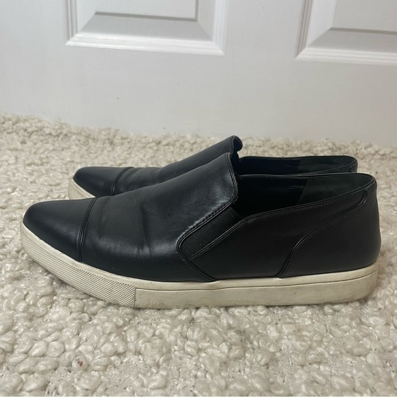 VINCE Black Leather Slip On Sneakers 6 - Picture 8 of 8